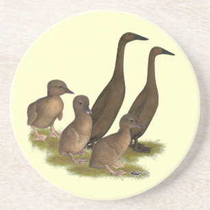 Dessous De Verre En Grès Famille de canards coureurs au chocolat