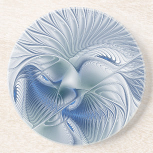 Dessous De Verre En Grès Fantaisie dynamique Abstrait Tons bleus Art fracta