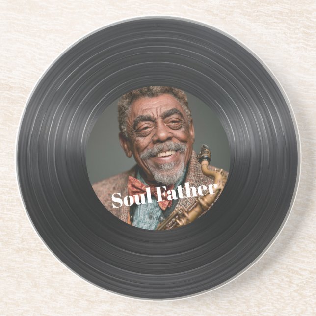 Dessous De Verre En Grès Father's DayCustom Photo Sax＆Record Sandstone  (Devant)