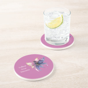 Dessous De Verre En Grès Fée crème violette rose or