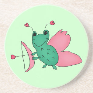 Dessous De Verre En Grès Fée de grenouille de la Saint-Valentin de Cassie