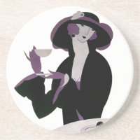 Femme Art Déco Vintage, Thé de l'après-midi et Gât
