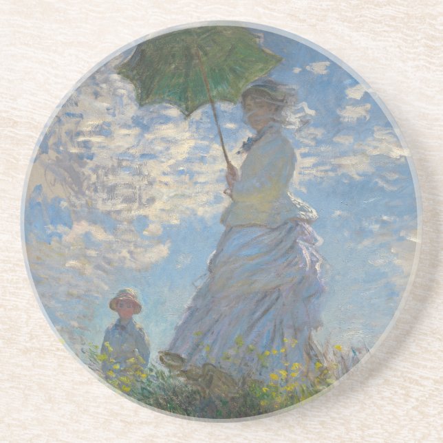Dessous De Verre En Grès Femme avec parasol - Madame Monet et son fils (Devant)