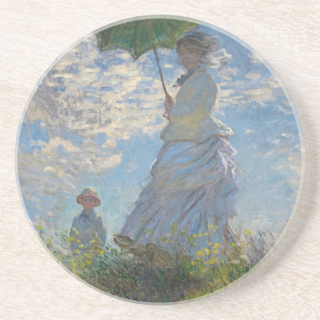 Dessous De Verre En Grès Femme de Claude Monet avec un parasol 1875 (Devant)