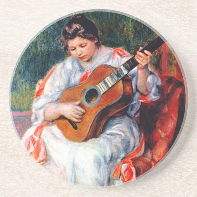 Dessous De Verre En Grès Femme jouant la guitare par Pierre Renoir (Devant)