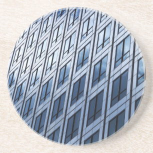 Dessous De Verre En Grès Fenêtres bleues Abstraites
