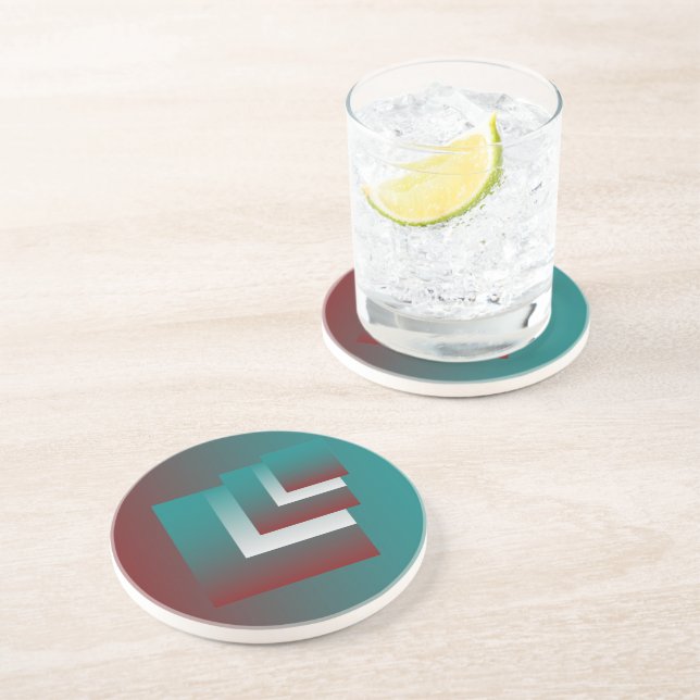 Dessous De Verre En Grès Fenêtres en blanc bordeaux turquoise (Côté)