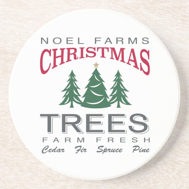 DESSOUS DE VERRE EN GRÈS FERME D'ARBRES DE NOËL (Devant)