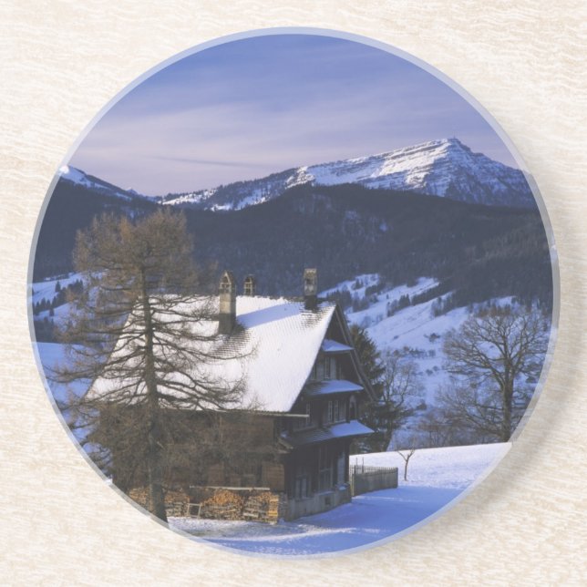 Dessous De Verre En Grès Ferme et mont Rigi et Pilatus, (Devant)