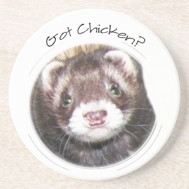 Dessous De Verre En Grès Ferret Photo Visage A Du Poulet ? (Devant)