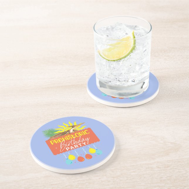 Dessous De Verre En Grès Fête d'anniversaire préhistorique Ptérodactyle (Côté)