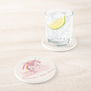 Dessous De Verre En Grès Fête de Baby Shower Licorne Magique
