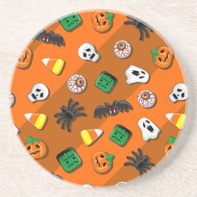 Dessous De Verre En Grès Fête des Candies Éffrayantes d'Halloween (Devant)