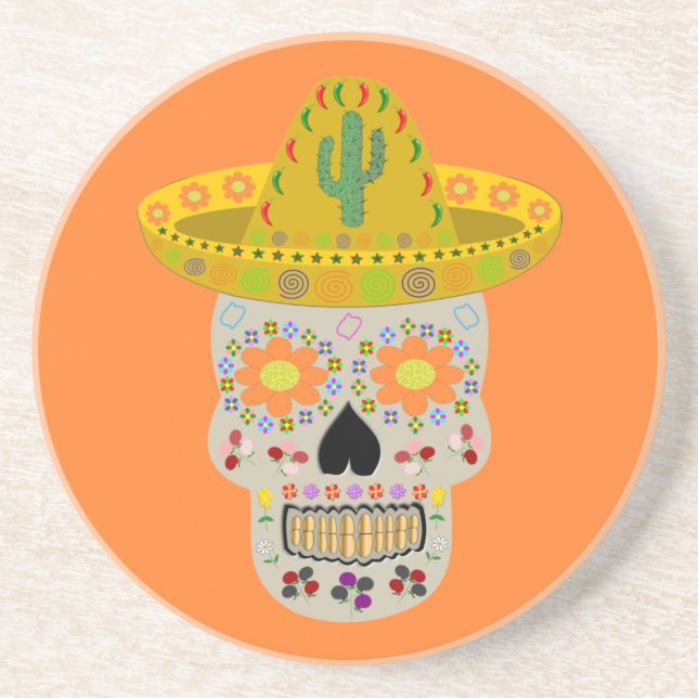 Dessous De Verre En Grès Fête mexicaine du crâne mort (Devant)