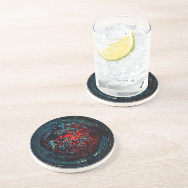 Dessous De Verre En Grès Feu rouge d'enfer océanique (Côté)