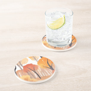 Dessous De Verre En Grès Feuillage d'automne forêt aquarelle feuilles