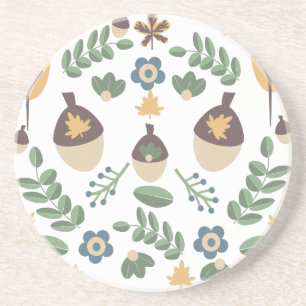 Dessous De Verre En Grès Feuillage Floral d'Automne Dessin de Gland