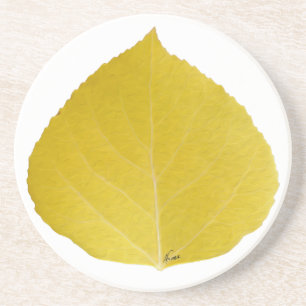 Dessous De Verre En Grès Feuille d'astre jaune #5