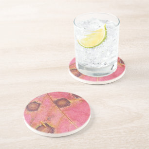 Dessous De Verre En Grès Feuille de chute rouge pointillée Brown
