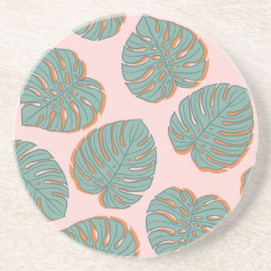 Dessous De Verre En Grès Feuille de Monstera : Motif Vintage tropical