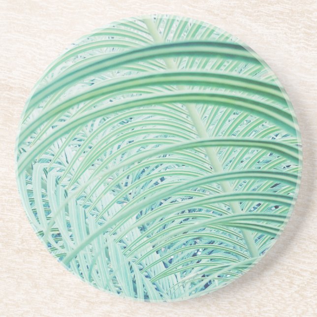 Dessous De Verre En Grès Feuille de palmier de plante verte douce (Devant)