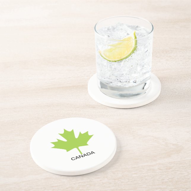 Dessous De Verre En Grès Feuille d'érable verte Canada (Côté)