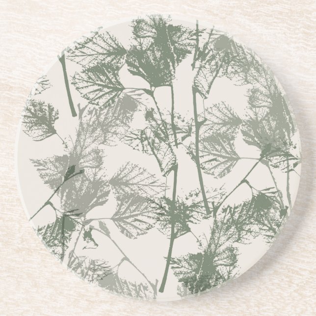 Dessous De Verre En Grès Feuille en vêtement botanique (Devant)