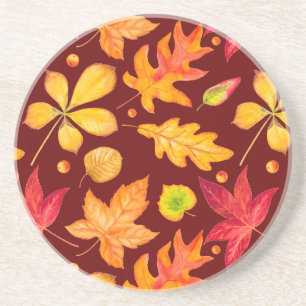 Dessous De Verre En Grès Feuilles d'automne colorées à l'aquarelle