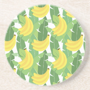Dessous De Verre En Grès Feuilles De Banane Et Motif De Fruits