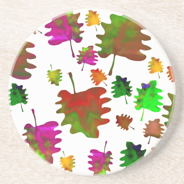 Dessous De Verre En Grès Feuilles drôles aquarelle (Devant)