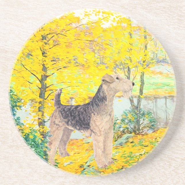 Dessous De Verre En Grès Feuilles Jaunes (Devant)