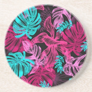 Dessous De Verre En Grès Feuilles Tropicales