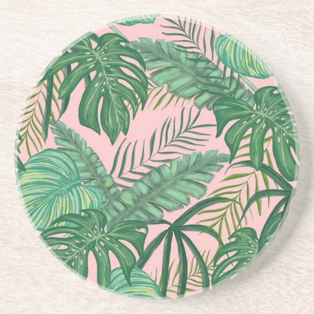 Dessous De Verre En Grès Feuilles tropicaux (Devant)