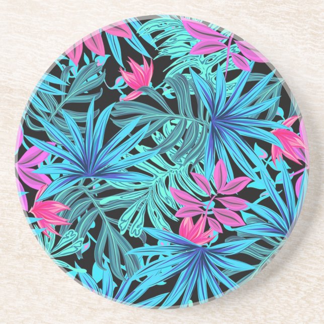 Dessous De Verre En Grès Feuilles tropicaux (Devant)