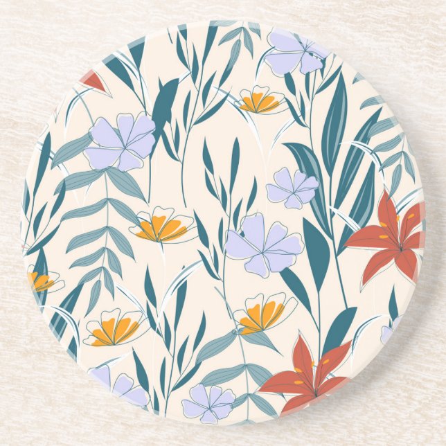 Dessous De Verre En Grès Feuilles tropicaux : Arrière - plan Abstrait à la  (Devant)