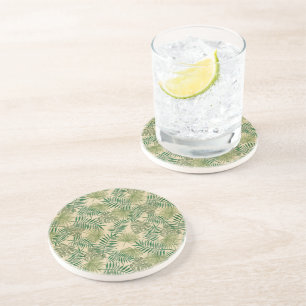 Dessous De Verre En Grès Feuilles Vertes Tropicales