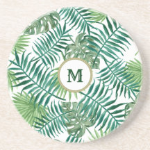 Feuilles verts tropicaux avec monogramme personnal