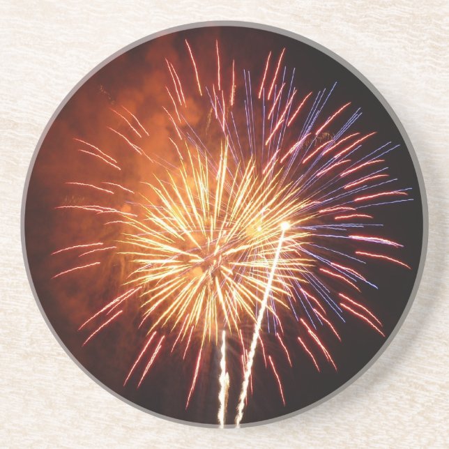 Dessous De Verre En Grès Feux d'artifice Rouges, Blancs et Bleus I Patrioti (Devant)
