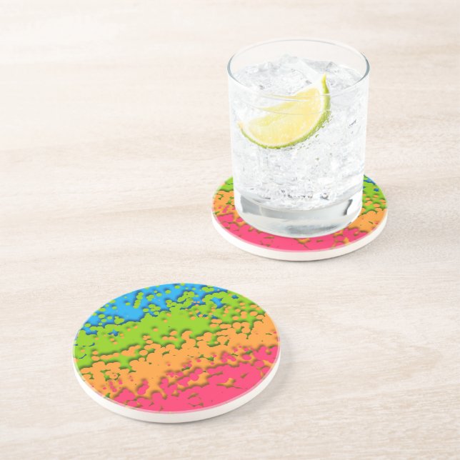 Dessous De Verre En Grès Fière de Groovy Rétro Bubbly Trippy Funky Panroman (Côté)