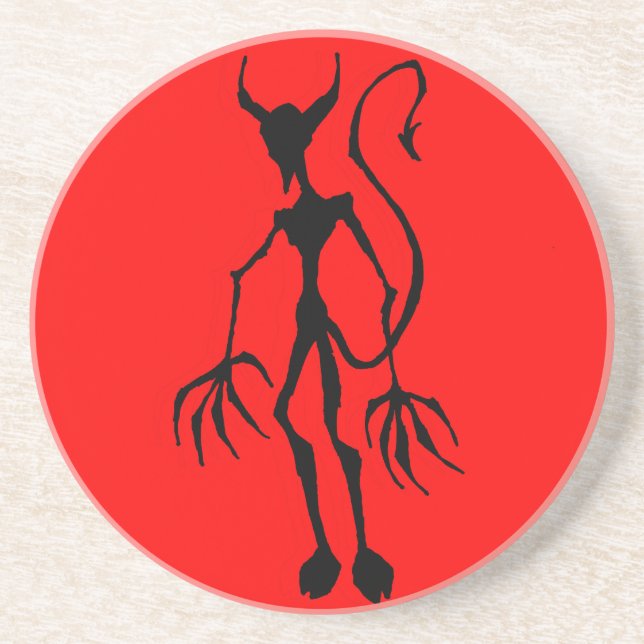Dessous De Verre En Grès Figure de la sticle de diable déplaisante (Devant)