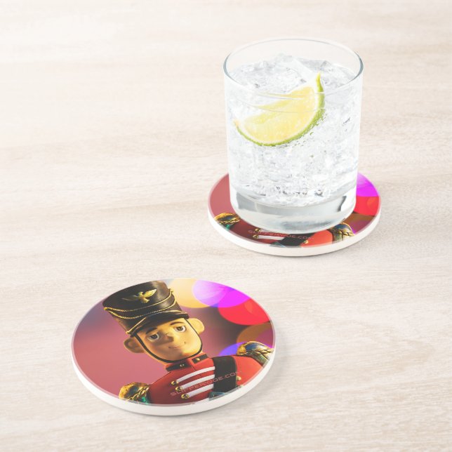 Dessous De Verre En Grès figurine de soldat de jouets de Noël SlipperyJoe g (Côté)