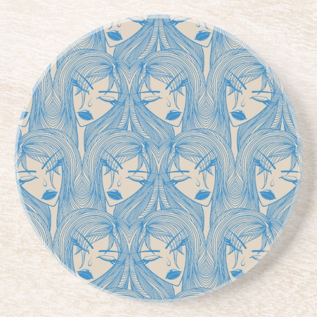 Dessous De Verre En Grès Fille glamour : motif sans couture stylisée. (Devant)