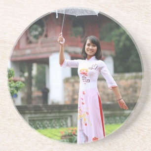 Dessous De Verre En Grès Fille parapluie Asiatique femme de pluie