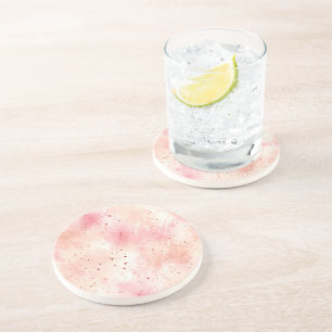 Dessous De Verre En Grès Fille Peach rose Abstrait