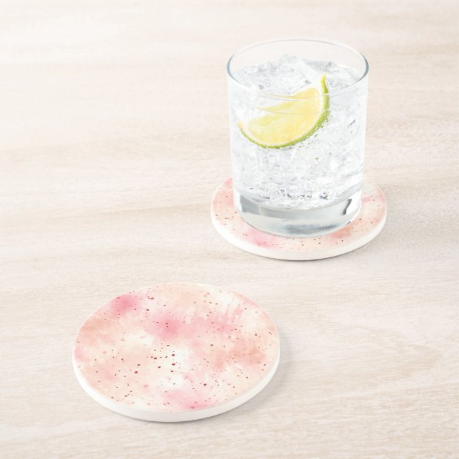 Dessous De Verre En Grès Fille Peach rose Abstrait (Côté)