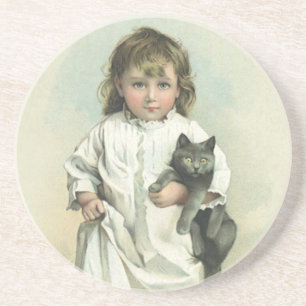 Dessous De Verre En Grès Fille victorienne vintage en chemise de nuit avec