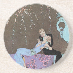 Dessous De Verre En Grès Fireworks Art déco vintage Le Feu, George Barbier