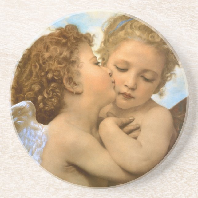Dessous De Verre En Grès First Kiss (détail d'ange) par Bouguereau (Devant)