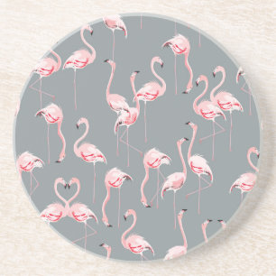 Dessous De Verre En Grès Flamant rose Grey : Vintage Motif sans couture.