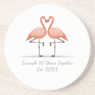Dessous De Verre En Grès Flamant Rose Personnalisé X Ans Ensemble Anniversa